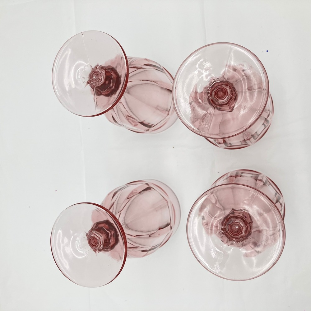 VTG Libbey Duratuff Gibraltar Pink Goblet 16oz Iced Tea Glasses Retro Barware 4 - Picture 4 of 10
